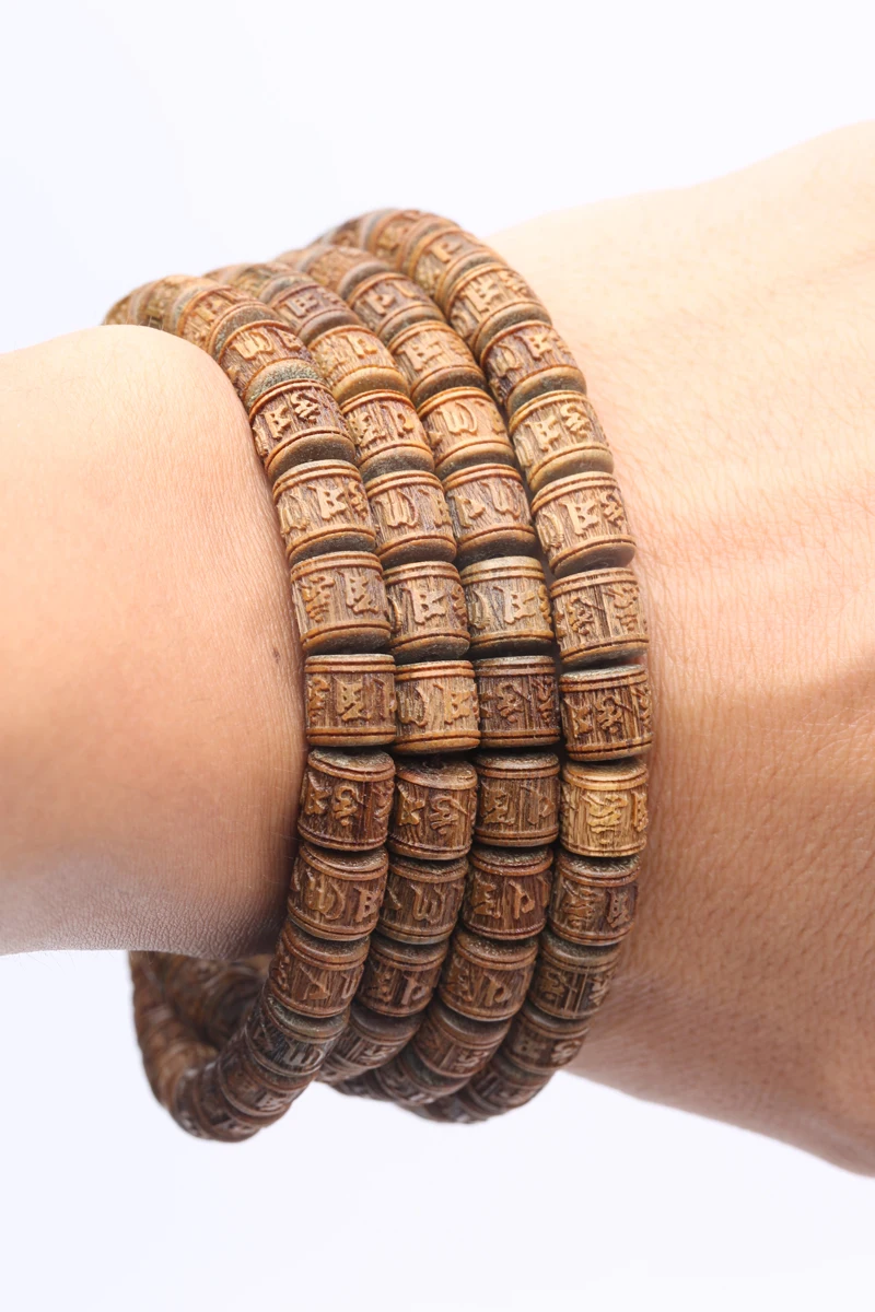 Браслет из сандалового дерева колеса 8 мм х тибетские четки с мантрой шести