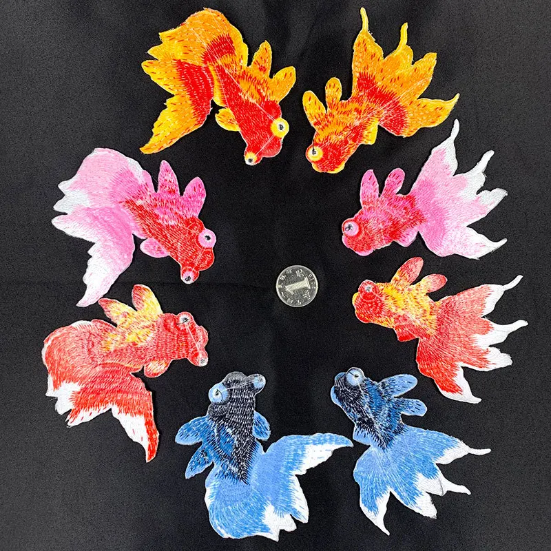 New Golden Fish Applique Embroidered Iron on Cute Patches For Clothes Bag High Quality Sticker Diy Decoration Repair | Дом и сад