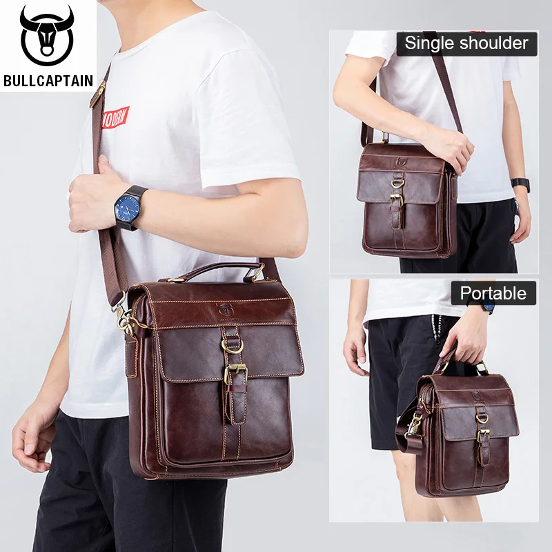 

2021 New Cowhide Shoulder Bags For Men Genuine Leather Sling Messenger Bag Top Quality Male Business Handbag Small Crossbody Bag