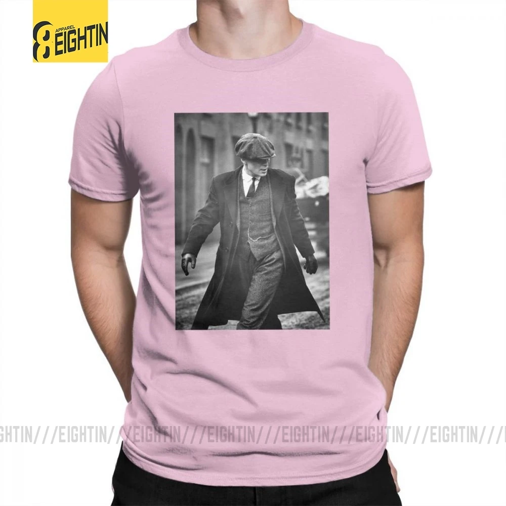 Peaky blinds рубашка и товары из очищенного хлопка классические футболки Летние футболки с коротким рукавом с вырезом лодочкой мужские футболки размера плюс - Цвет: Розовый