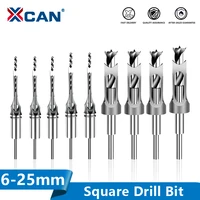 xcan square drill bit square hole saw 6 4 25mm mortise chisel wood drill bit hss hole cutter with twist drill wood drilling tool