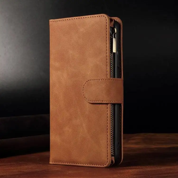 Brown Чехол-кошелек на молнии с откидной крышкой для iPhone 11 Pro Max Fundas, роскошный кожаный чехол для iPhone XS Max XR X 6 6s 7 8 Plus, чехол для телефона - Цвет: Brown
