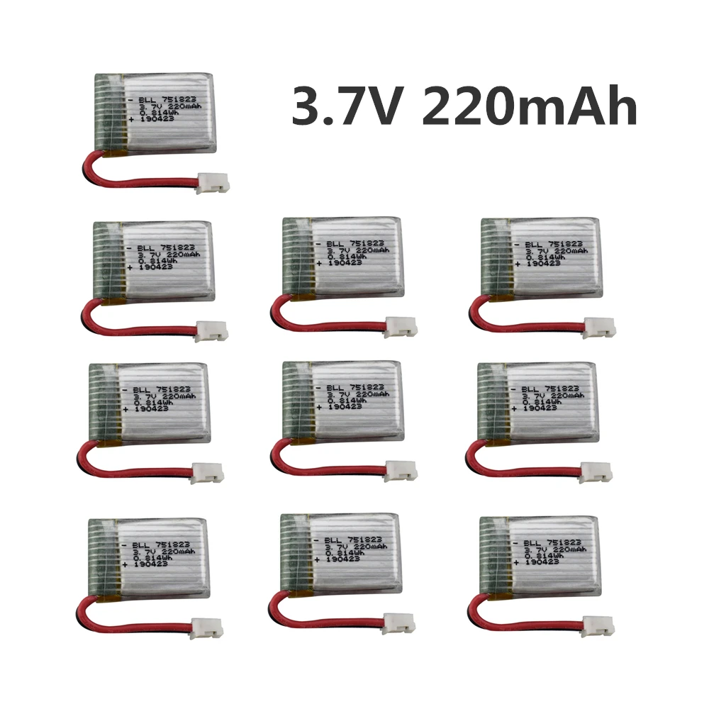 10 шт., литий-полимерные аккумуляторы 3,7 в, 220 мАч для модели E010, T36, NH010, F36, H36, 3,7 в, аккумулятор для HS210 GD65A AT-66 751823