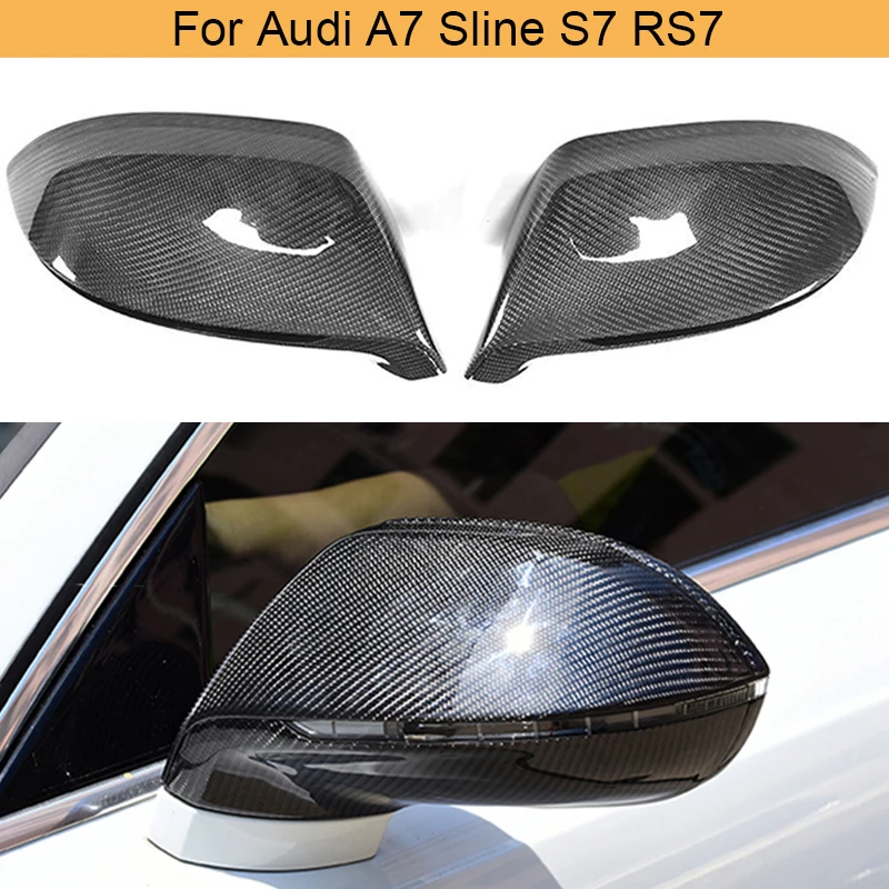 Cubiertas de espejo retrovisor de fibra de carbono, tapas de repuesto para Audi A7, S7, Sline, RS7, Hatchback de 4 puertas, 2011-2017