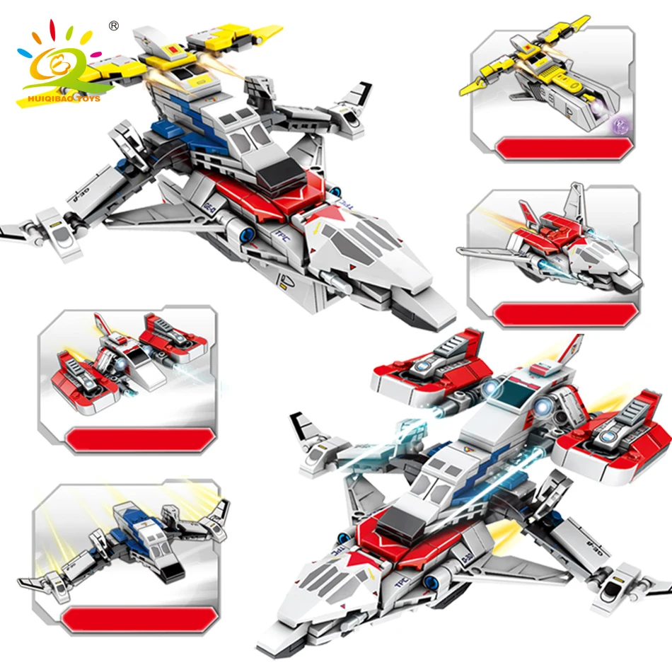 HUIQIBAO игрушки 429 шт 4in2 Ultraman боец строительный блок для детей мальчиков самолет Ginga