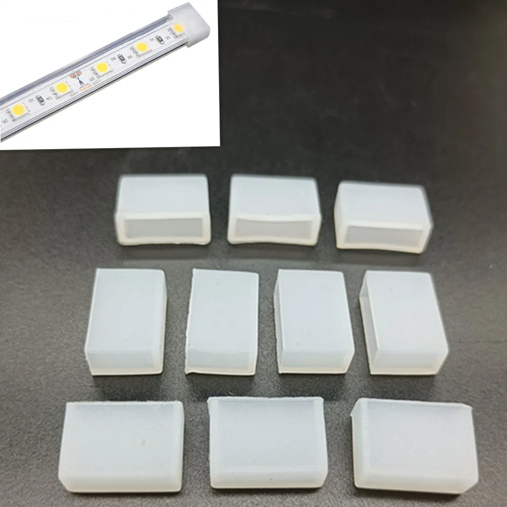 100pairs/lot 12mm Silicone End Cap for 10mm 5050 5630 IP67 IP68 LED Tube Strip With 2 pin hole images - 6