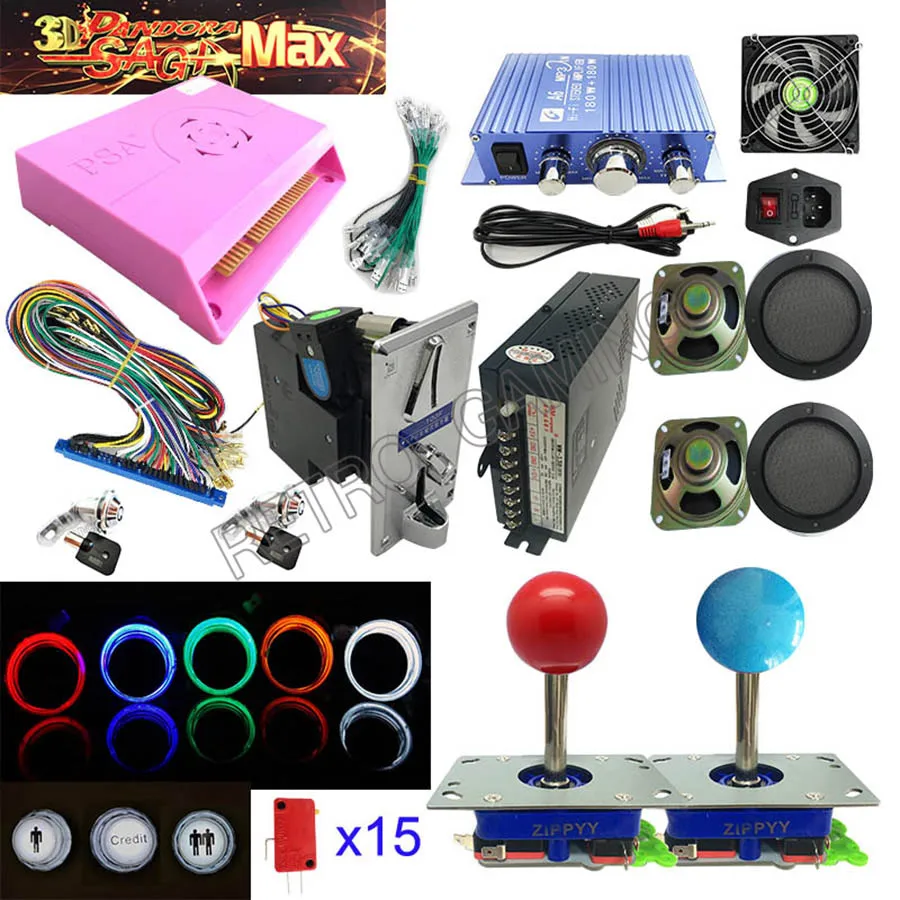 

Arcade Game Jamma DIY kit 3D Pandora Max 2255 in 1 with Power supply LED buttons joysticks for Coin Operate Arcade Game Machine