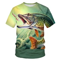 summer the latest fish outdoor man 3d cool print fishing men short tops 0collar casual fishing t shirt poissons
