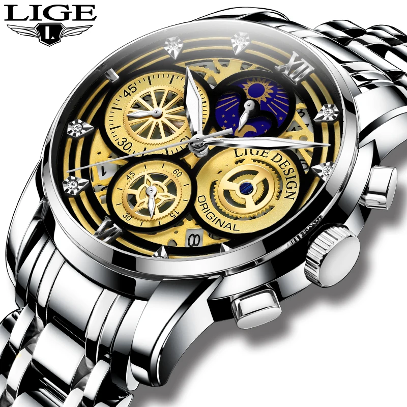 

LIGE Mens Watches 30M Waterproof Luminous Clock Brand Watch Men Stainless Steel Wristwatch Luxury Montre Homme Zegarek Meski+Box