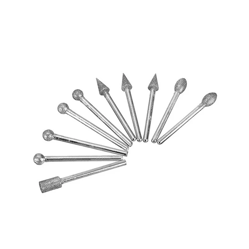 

New High Quality 20Pcs 3mm Shank Diamond Burr Bit Cut Engraving Carving Rotary Drill Bits New