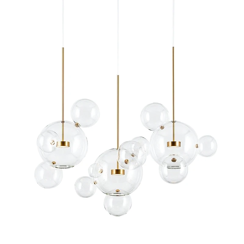 Nordic Clear Glass Led подвесной светильник из золотистой меди для гостиной люстра