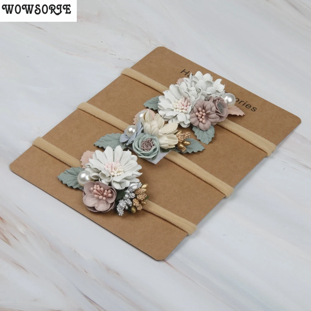 

Korean Girl Baby Headbands Newborn Baby Elastic Princess Floral Hairbands Kids Pearl Flower Fresh Style Cute Hair Accessories