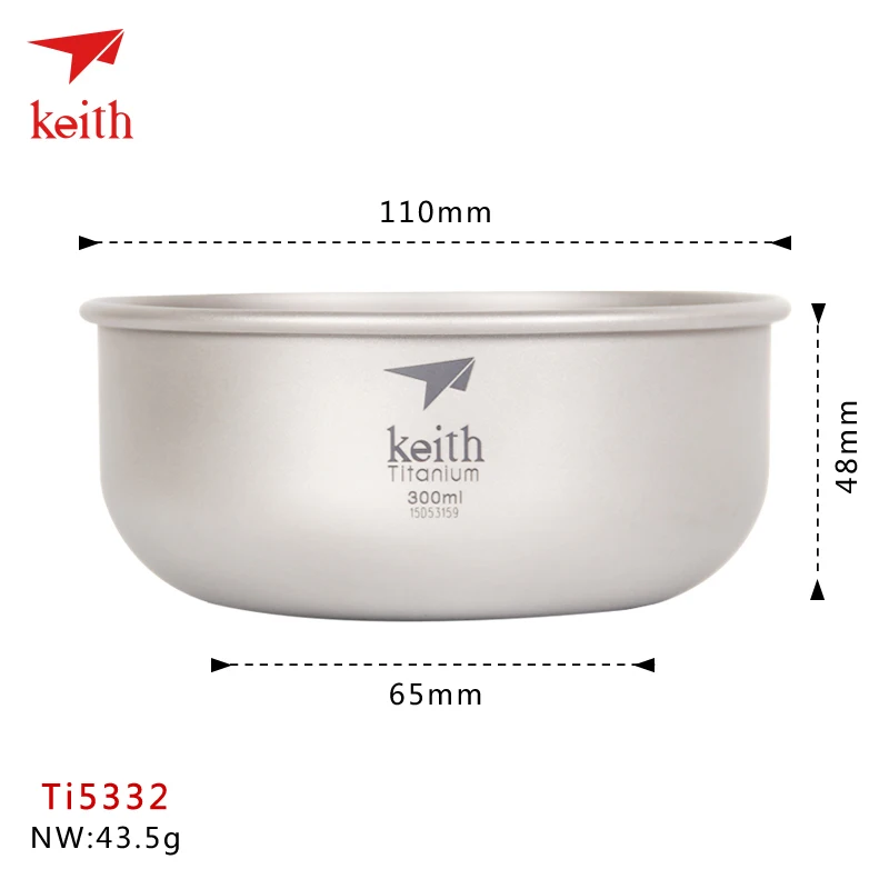 Keith 300 мл титановая миска для пикника, походная посуда - Цвет: Ti5332