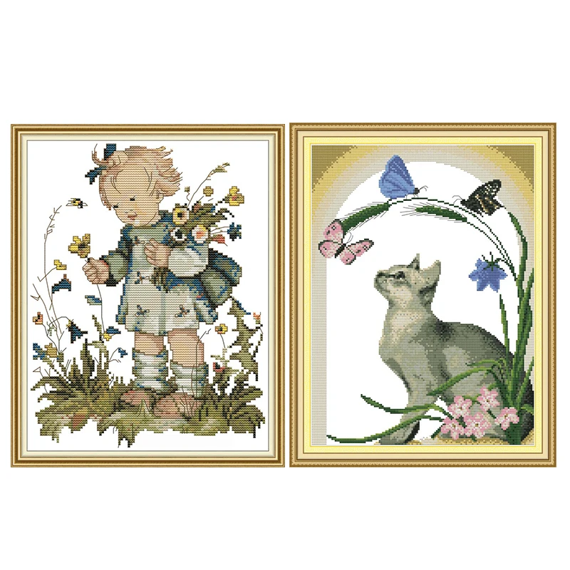 Подарочный цветок DIY набивной узор наборы для вышивки крестом 11CT 14CT счетные