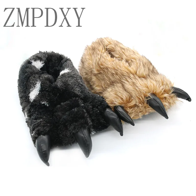 Сланцы женские зимние плюшевые теплые меховые тапочки из хлопка с медвежьим