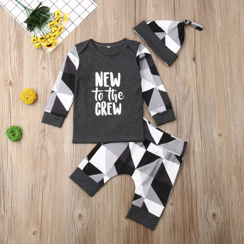 Комплект одежды из 3 предметов для новорожденных мальчиков серые футболки с