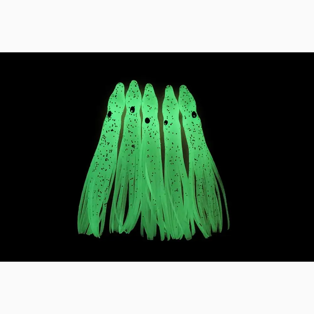

Tigofly 12 pcs 6cm Luminous Rubber Squid Skirts Glow in the dark Soft Octopus Fishing Lures Tuna Sailfish Fish Artificial Baits