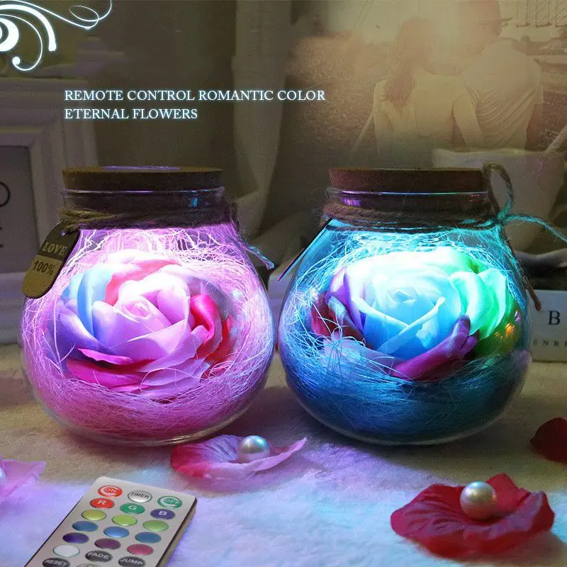 2019 юбилей навсегда цветок Роза со светодиодный коробкой беспринт цветы луна