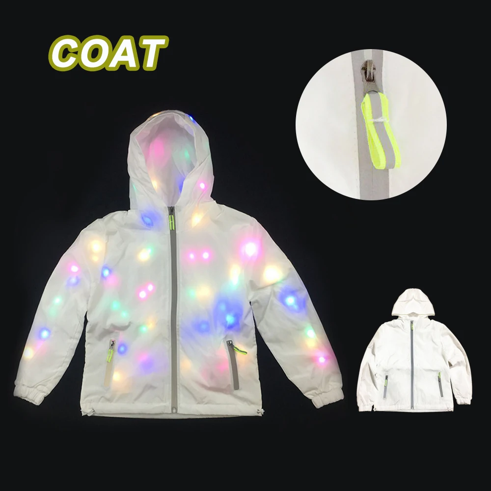 Женский Мужской Водонепроницаемый светодиодный светящийся жакет пальто костюм