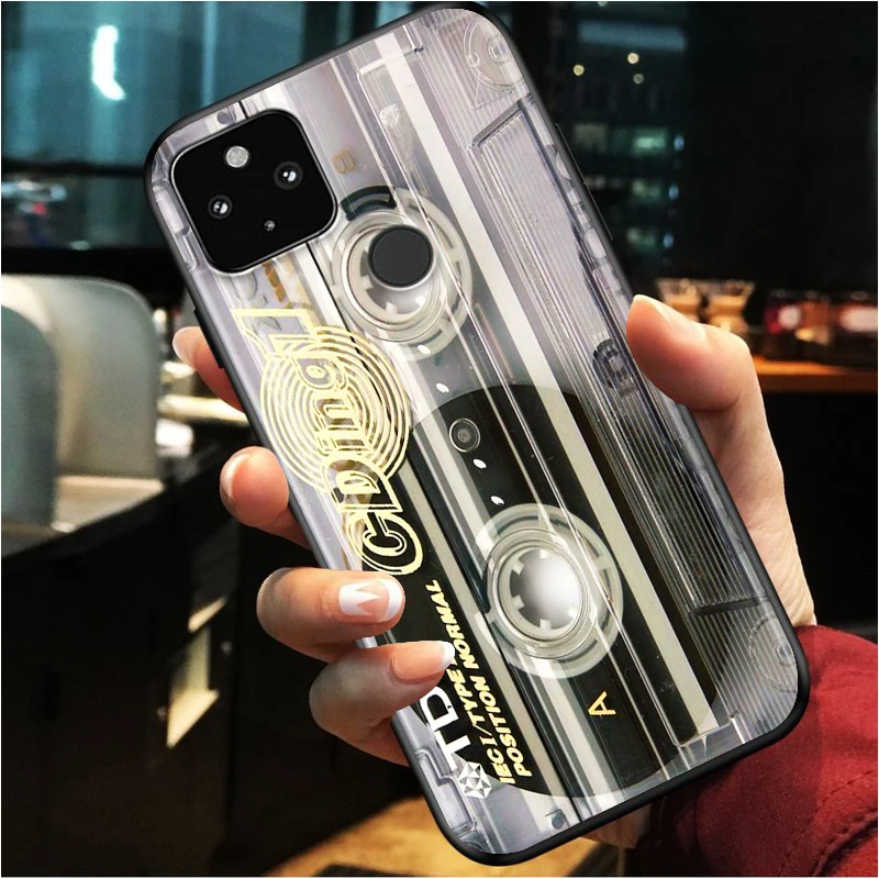 

Vintage tape retro style Shockproof Cover for Google Pixel 5 5A 4 4A XL 5G Black Phone Case Shell Soft Fundas Coque Capa
