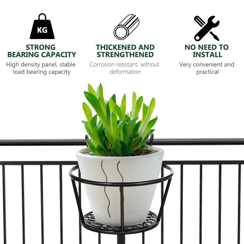 

Yarnow 2PCS Handrail Hanging Succulent Flowerpot Bracket Iron Art Planter Pot Holder Planter Supporting Flowerpot Shelf (Black)