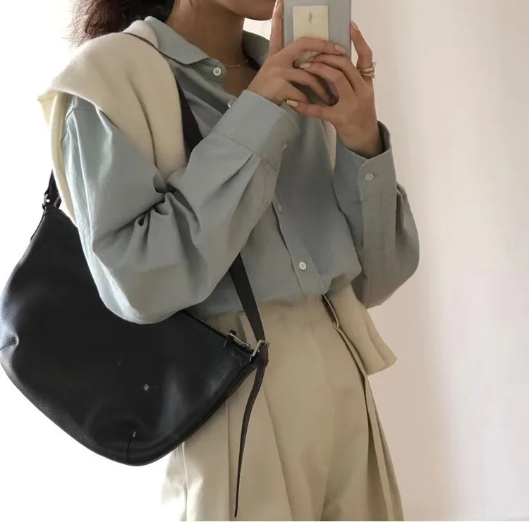 

2021 woman spring summer new vegetable a Le Simple pure color shirt long sleeve shirt