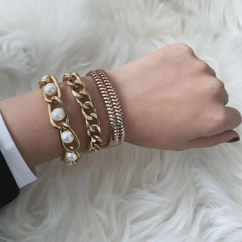 3 шт./лот панк Майами панцирный кубинский Толстый Браслет крупный тяжелый