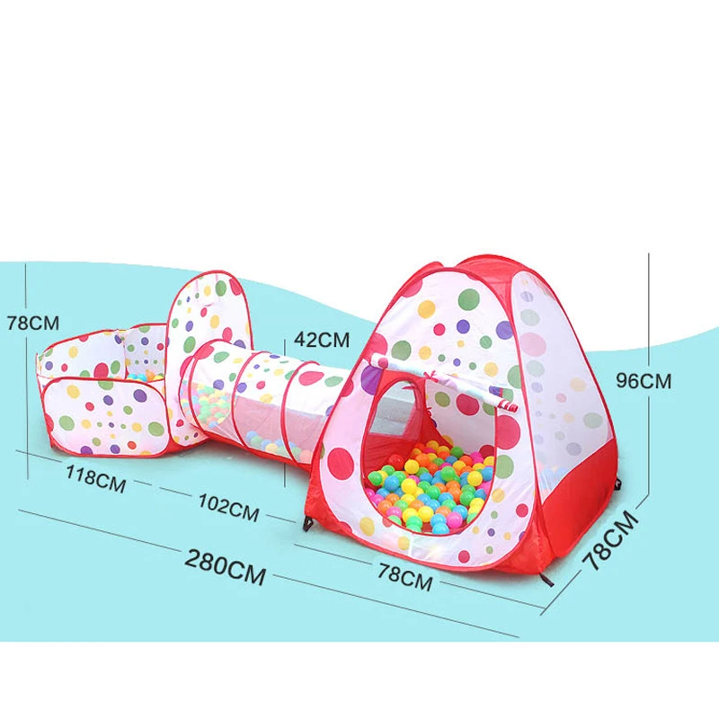 

Large Kids Tent House 3 In 1 Children Baby Kids Ball Play Tent Tunnel Play House Foldable Baby Pipeline Crawling Game House Teep