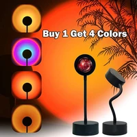 4 colors sunset projector lamp usb rainbow atmosphere led night light sunset red for home coffe shop background wall decoration