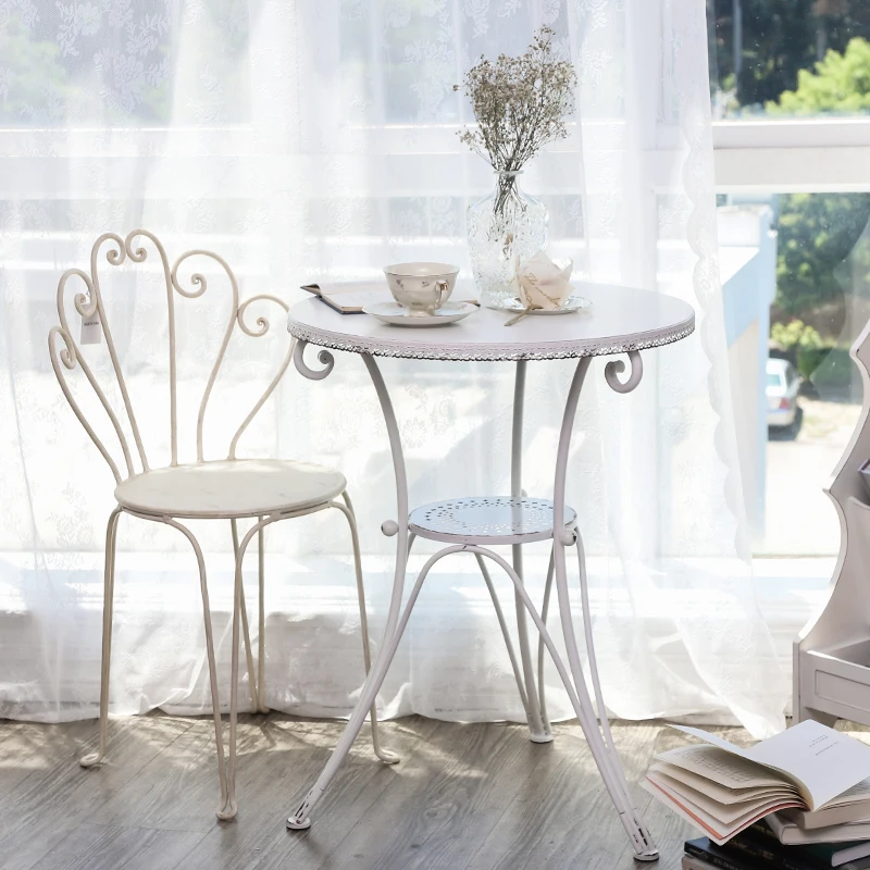 

GY Iron Bay Window Small Table Simple Bedroom and Household Balcony Small round Table European Small Coffee Table Side Table