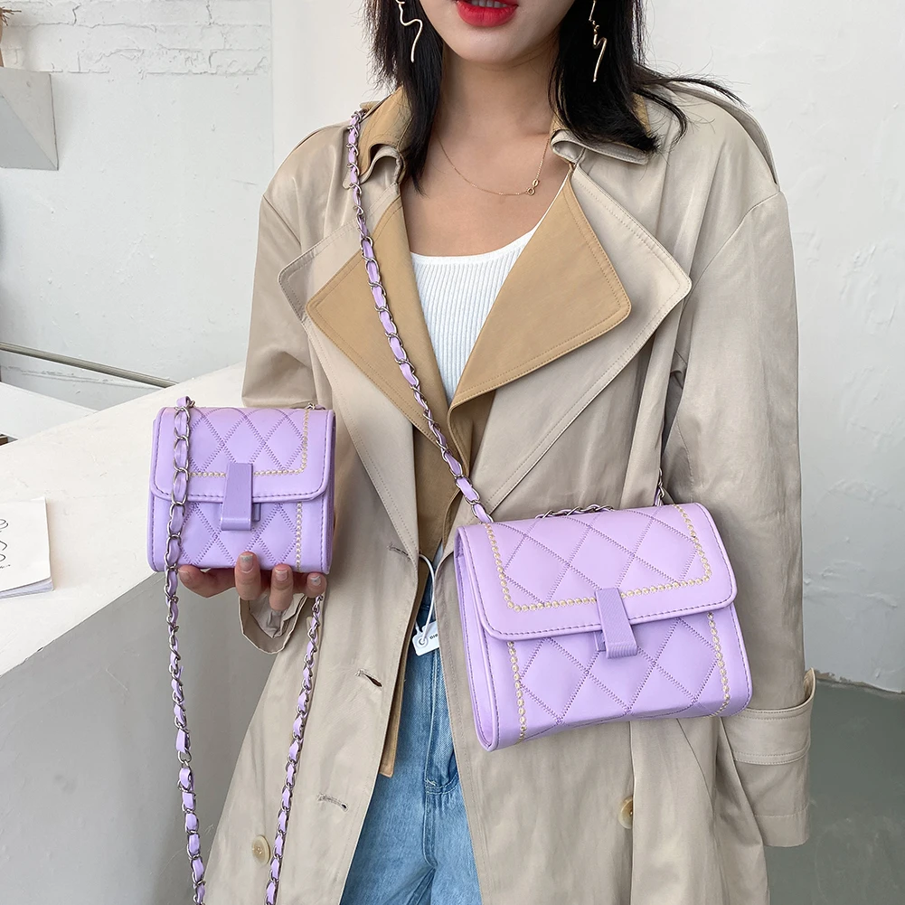 Модная сумка через плечо из искусственной кожи с рисунком в клетку Женский кошелек популярного цвета