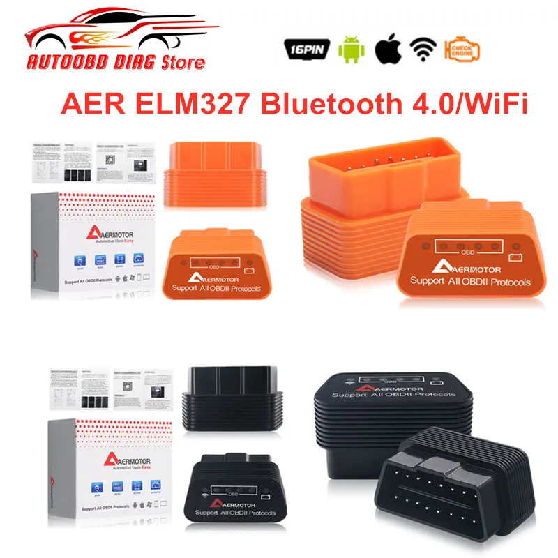 Считыватель кодов AER ELM327 V1.5 Bluetooth 4 0/WiFi ELM 327 1 5 OBD2 автомобильный диагностический