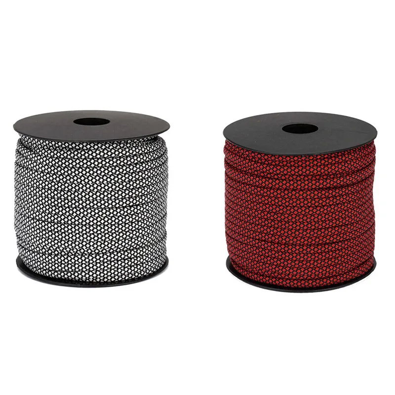 

2x Moocy Camping Paracord 4mm 50 Meters 7 Strands Umbrella Rope for Outdoor Survival Hiking Clothesline Silver & Red