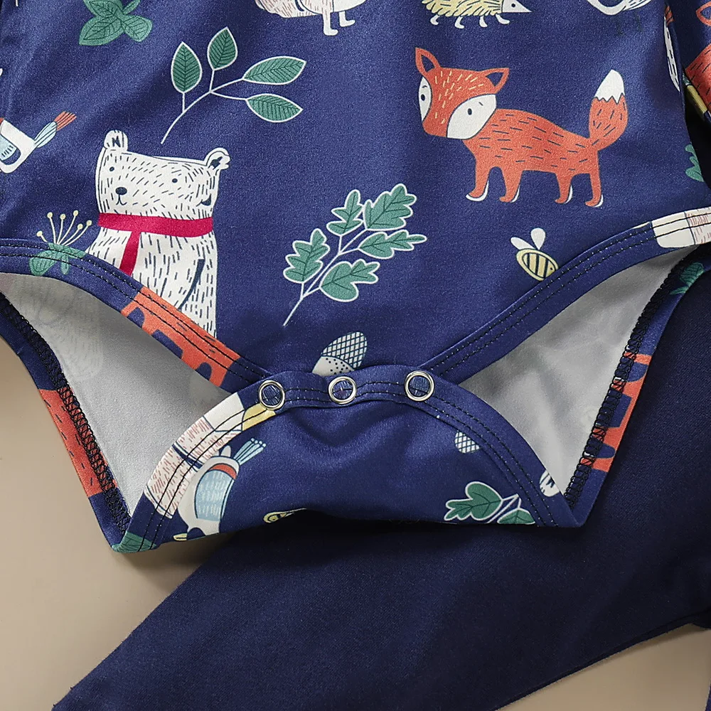 Одежда для новорожденных мальчиков 2 предмета рубашка с принтом животных боди и