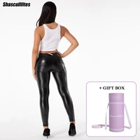 shascullfites melody womens leather pants scrunch bum leather leggings latex warm leather black pants with gift box package