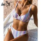 Женский раздельный купальник с принтом, эффектом пуш-ап