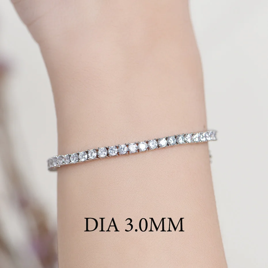 Женские теннисные браслеты Kuololit однотонные из стерлингового серебра 925 пробы