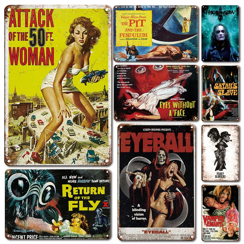 

Classic Hollywood Movies Metal Poster Tin Sign Vintage Cinema Wall Decorative Metal Plate Retro Man Cave Home Decor Stickers