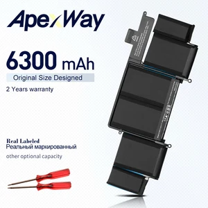 Аккумулятор ApexWay для ноутбука Apple MacBook pro Retina, 11,34 в, Втч, A1493, 13 дюймов, A1502 (2013, 2014 лет)