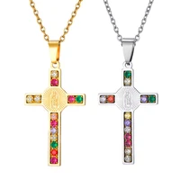 european and american fashion temperament stainless steel domineering exaggerated cross pendant necklace
