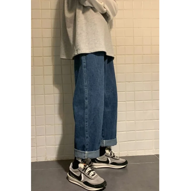 

Men's jeans 2021 spring autumn new solid color loose casual straight-leg pants wide-leg trousers youth fashion men personality