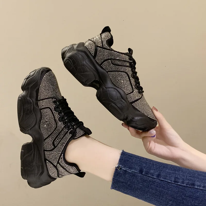 Ulzzang/женские кроссовки на платформе Модные женские массивном каблуке