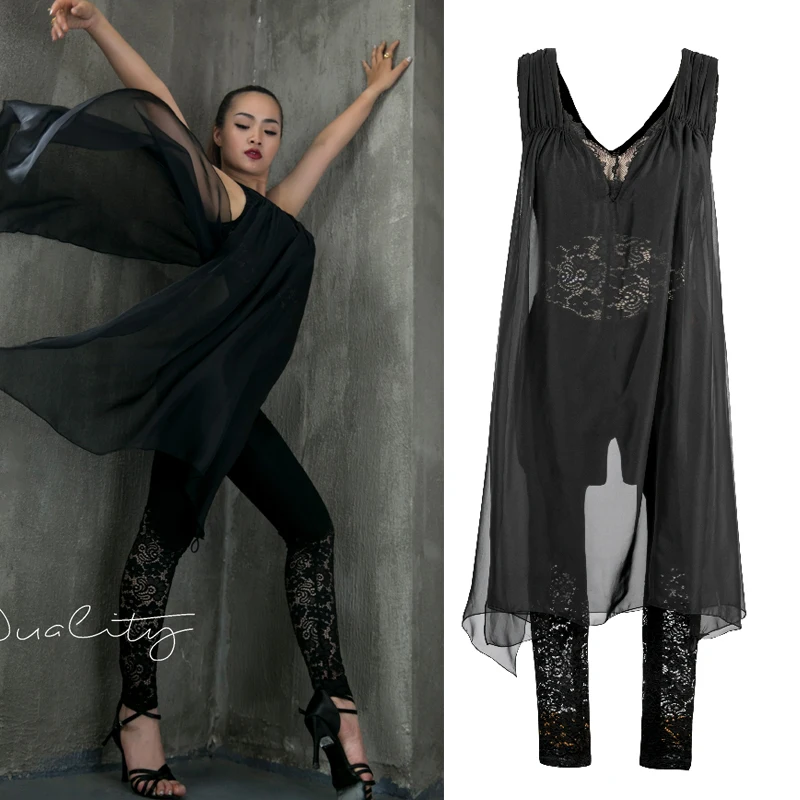 Платье для латиноамериканских танцев женское пикантное слитное платье черного