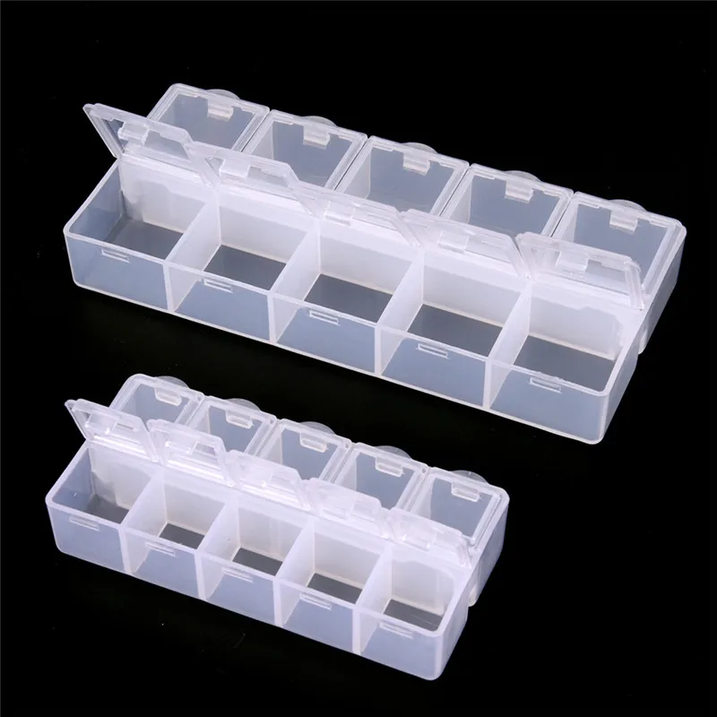 

1PCS 2Sizes 10 Slots Weekly Pills Organizer Holder Travel Pill Cases Portable Transparent Medicine Box Case