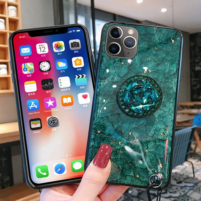 Роскошный милый чехол для iphone 11 X XS XR pro MAX 7 8 6S plus 3D Блестящий Чехол-держатель со