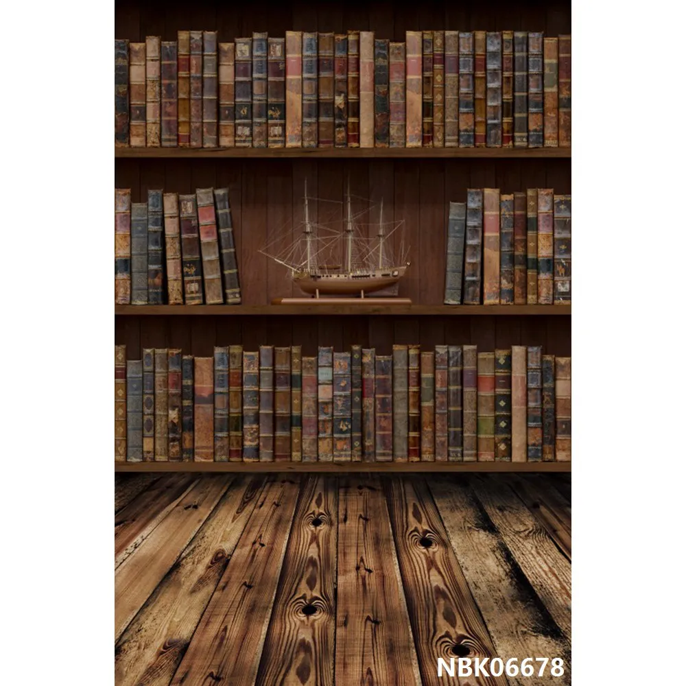 Laeacco детская библиотека деревянный пол старая книжная полка книга фотографии фоны индивидуальные фотографические фоны для фотостудии - Цвет: NBK06678