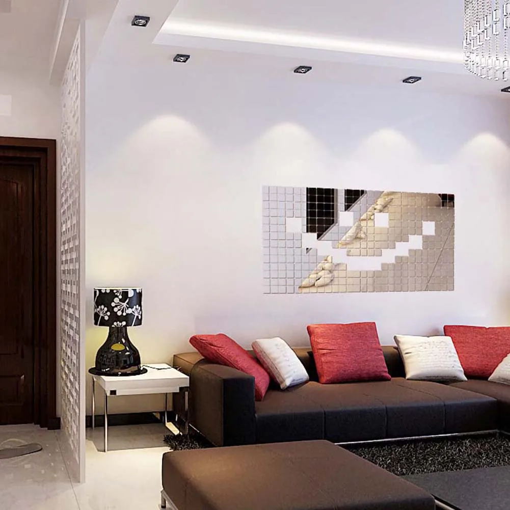 20 шт. квадратная акриловая Зеркальная Наклейка DIY 3D настенная наклейка ТВ Фоновые