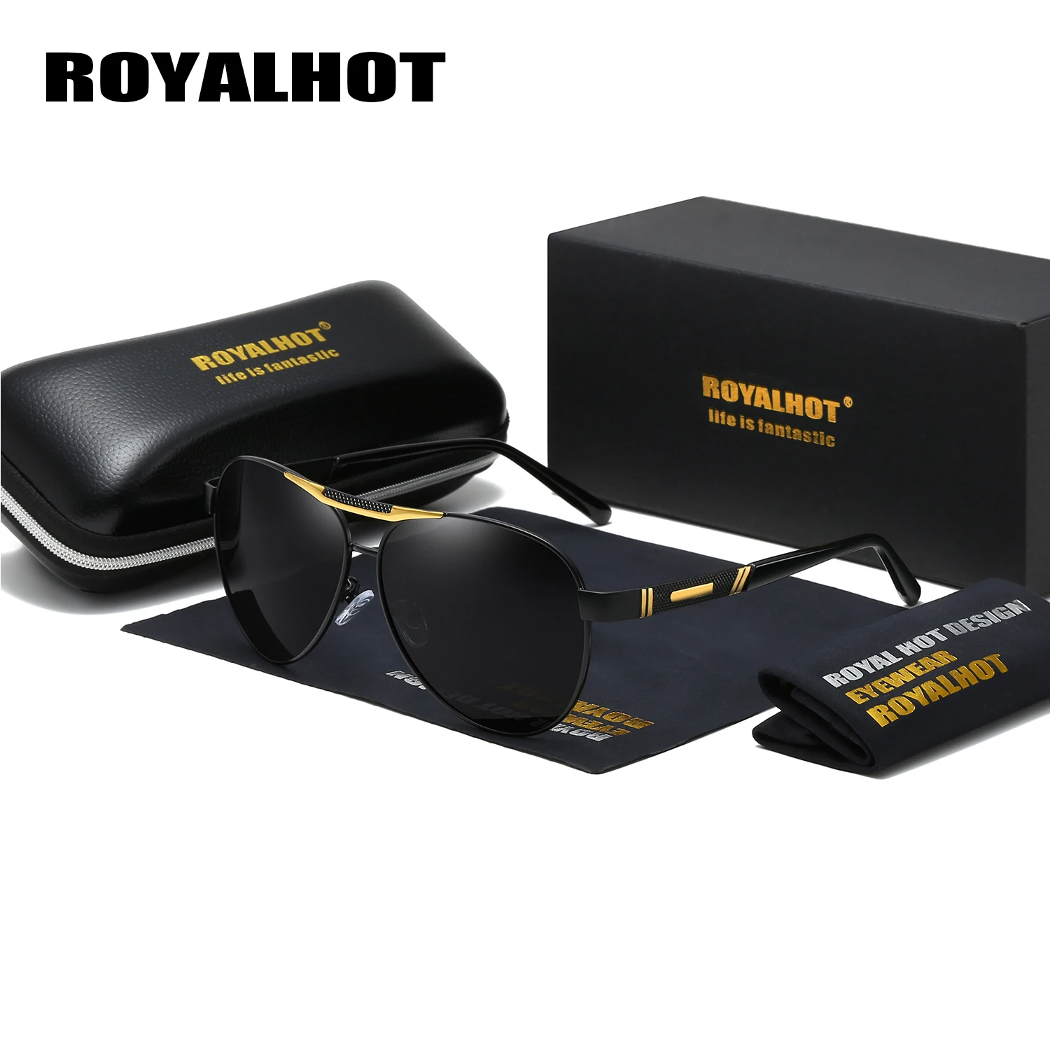 Солнцезащитные очки RoyalHot мужские и женские поляризационные в овальной оправе из