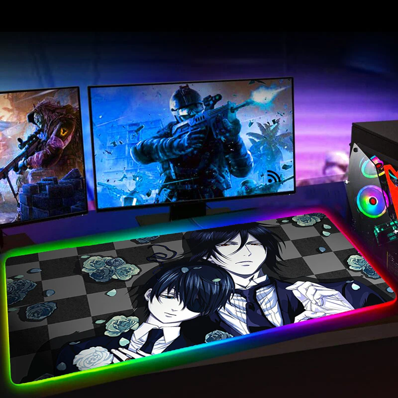 

Rgb Black Butler Mousepad Alfombrilla Raton Computer Gaming Accessiores Mouse Pad 60X30 Mause Pad LED Backlit Mat Mausepad 25X35