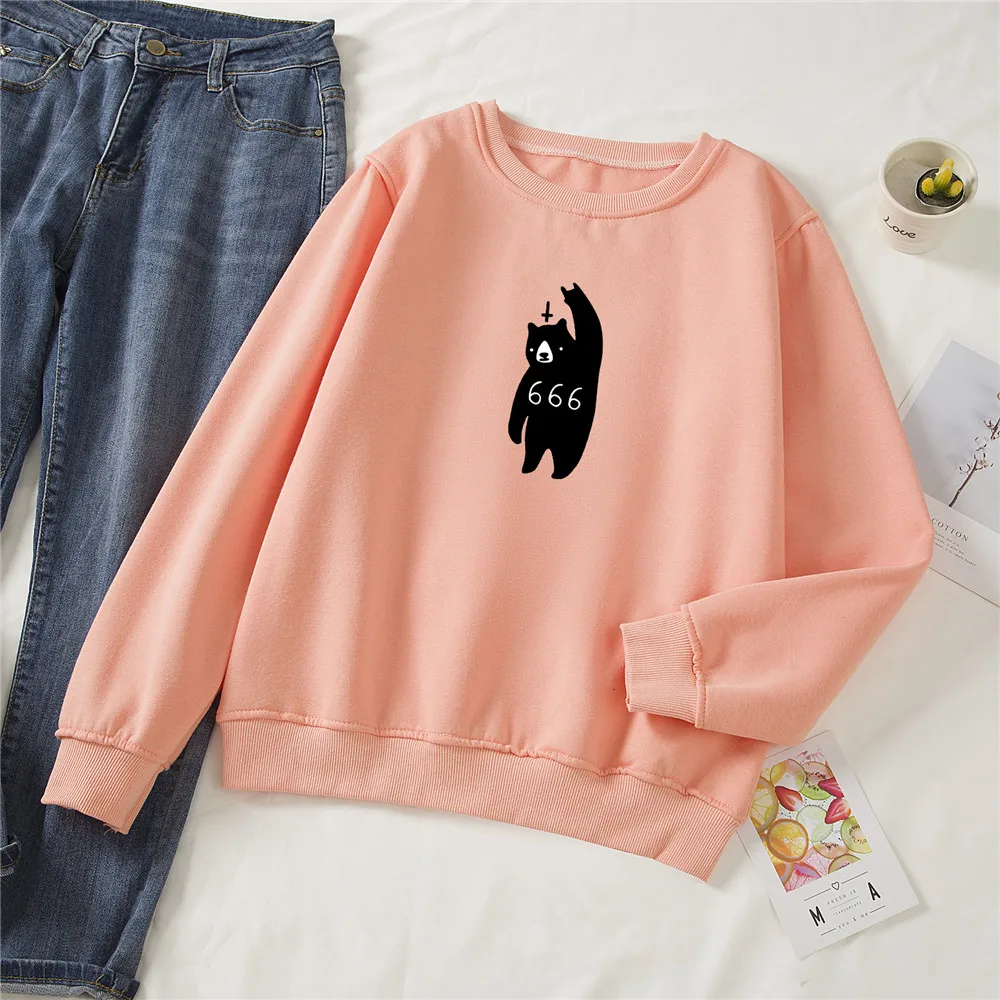 Hoodies Punk Hoodie Gothic Cute Black Bear Vintage Aesthetic Thicken Cotton Sweatshirt Womens Oversized Kawaii Women Sweetshirts